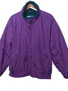 Columbia Jacket Women Large Bomber Purple Teal Fleece Lined Japan Vintage